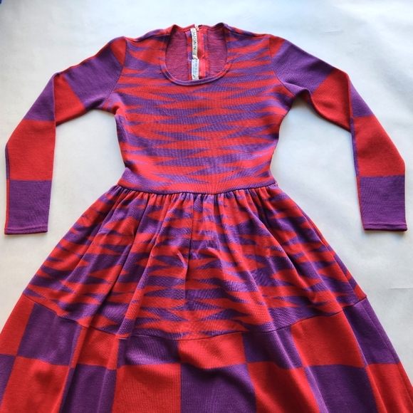 Vintage l. Magnin Rudi Gernreich Purple Red Long Sleeve Dress 10 - Picture 4 of 16